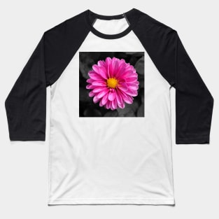 Bright pink flower with black background Baseball T-Shirt